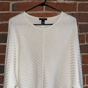 Alfani Gold Button Sleeve White Ribbed Sweater, Size Small